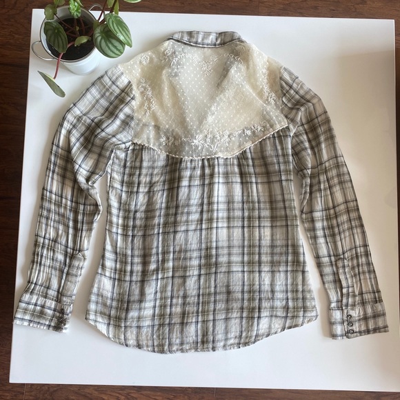 Free People Saddle Up Plaid Lace Yoke Shirt - Picture 13 of 16